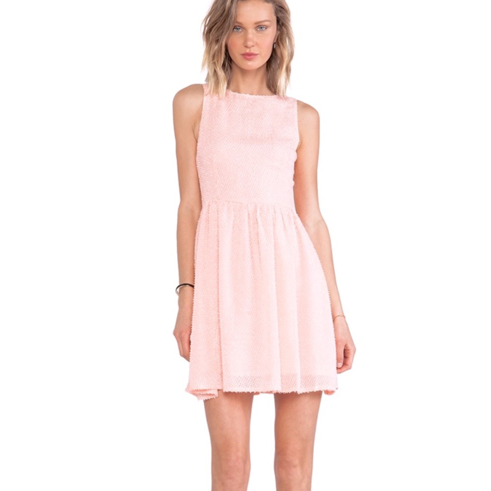 BB Dakota peach feathered chiffon dress, size 8